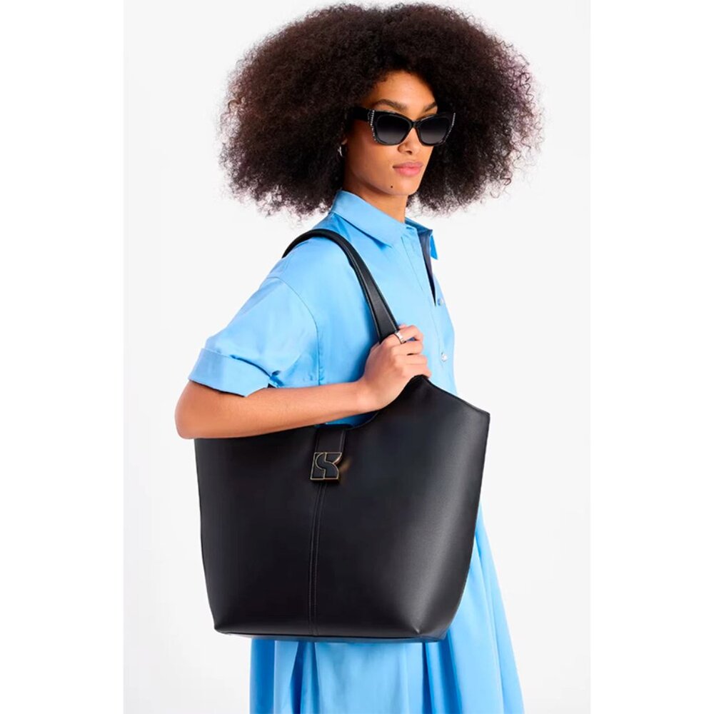 S Kate Spade Dakota Large Tote Bag Black Nappa Leather Purse KH053 NWT $448